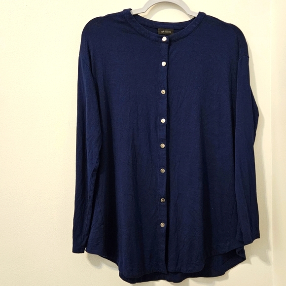 J. Jill Wearever Womens Lightweight Cardigan Top Button Up Soft Rayon Blue M - Picture 3 of 9